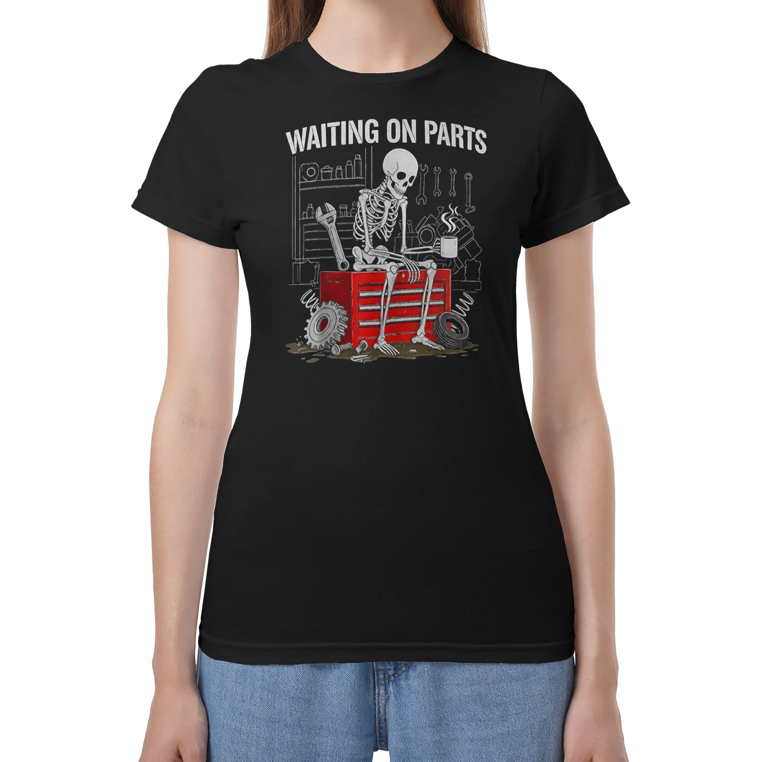 Funny Waiting On Parts Mechanic Skeleton Auto Repair Life