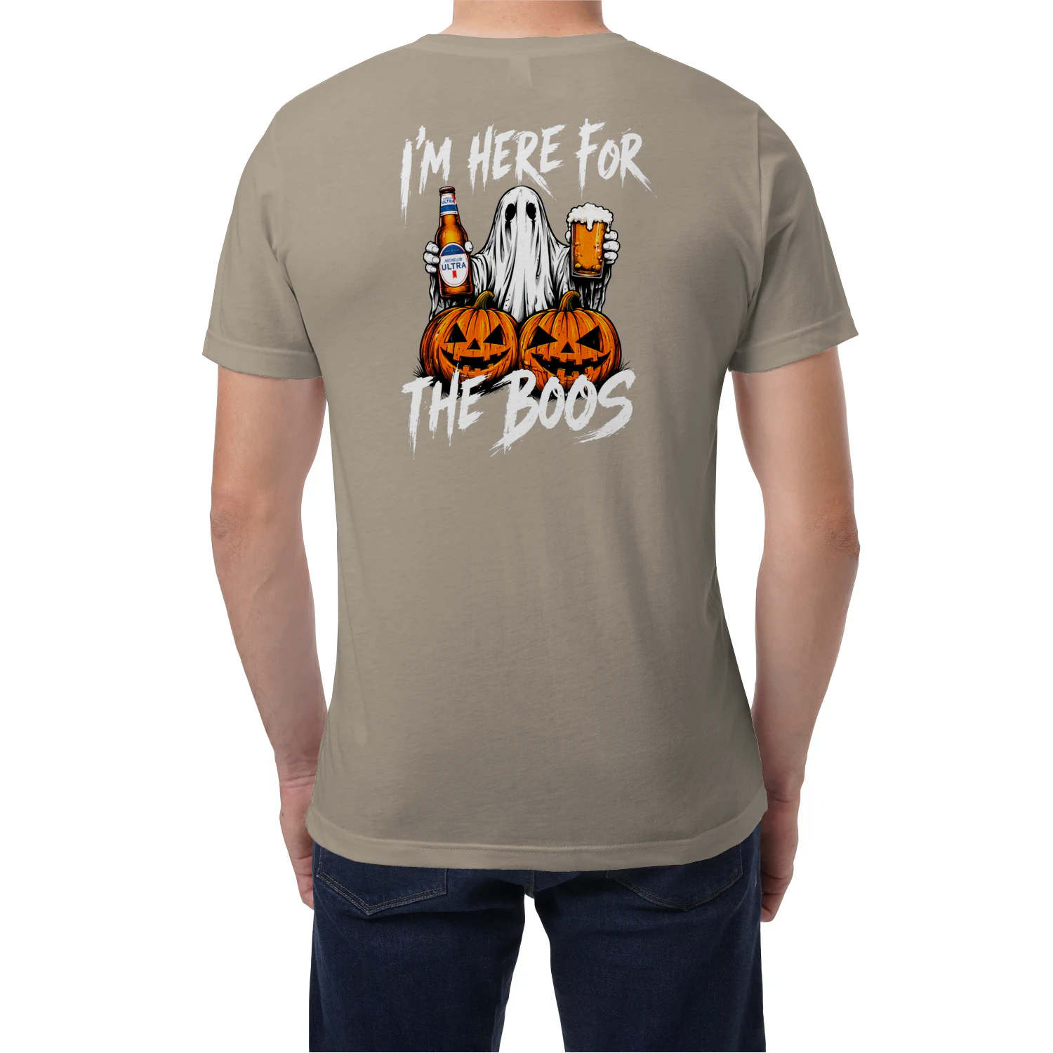 (Front and Back) Michelob Ultra Ghost I'm Here For The Boos Funny Halloween Beer