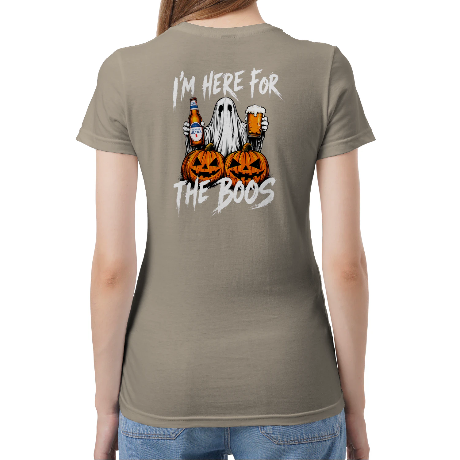 (Front and Back) Michelob Ultra Ghost I'm Here For The Boos Funny Halloween Beer
