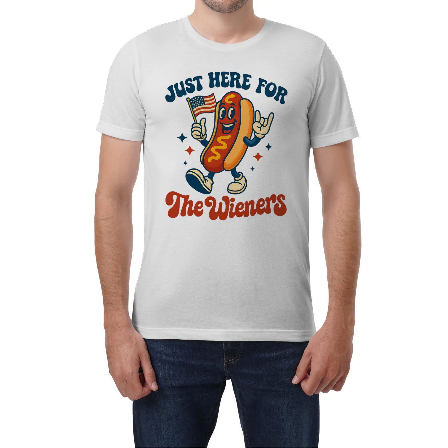 Just Here For The Wieners Funny Hot Dog Rock 4th Of July