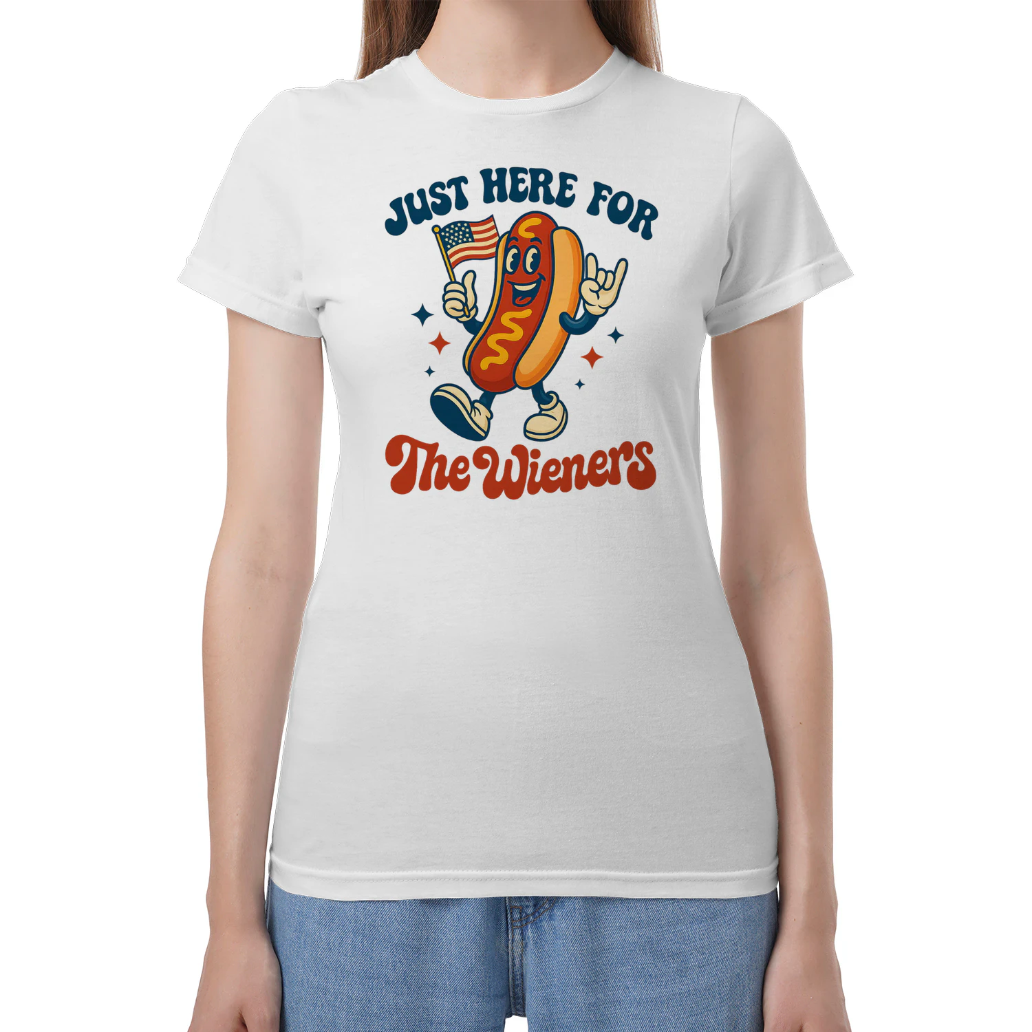 Just Here For The Wieners Funny Hot Dog Rock 4th Of July