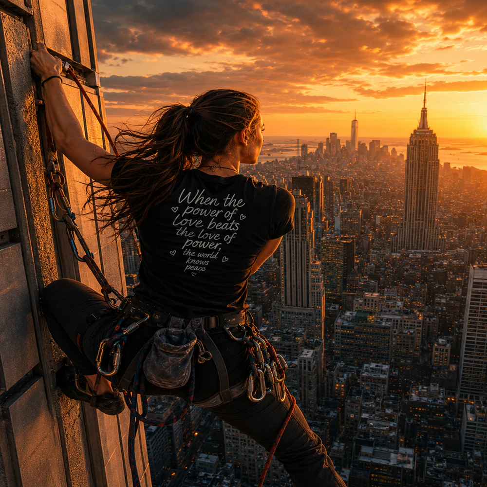 When the Power of Love, Inspirational Climbing T-Shirt Design