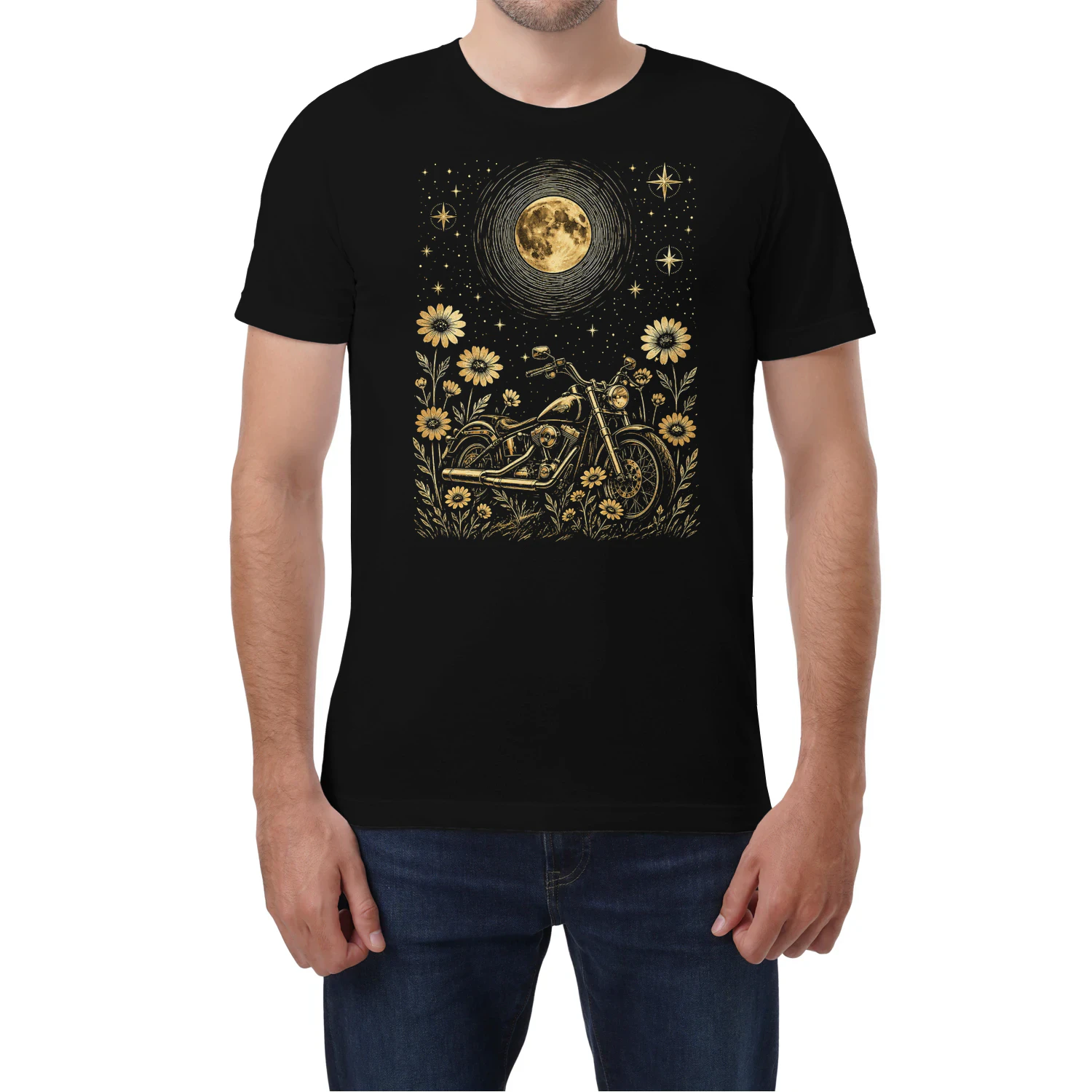 Motorcycle Moon Floral