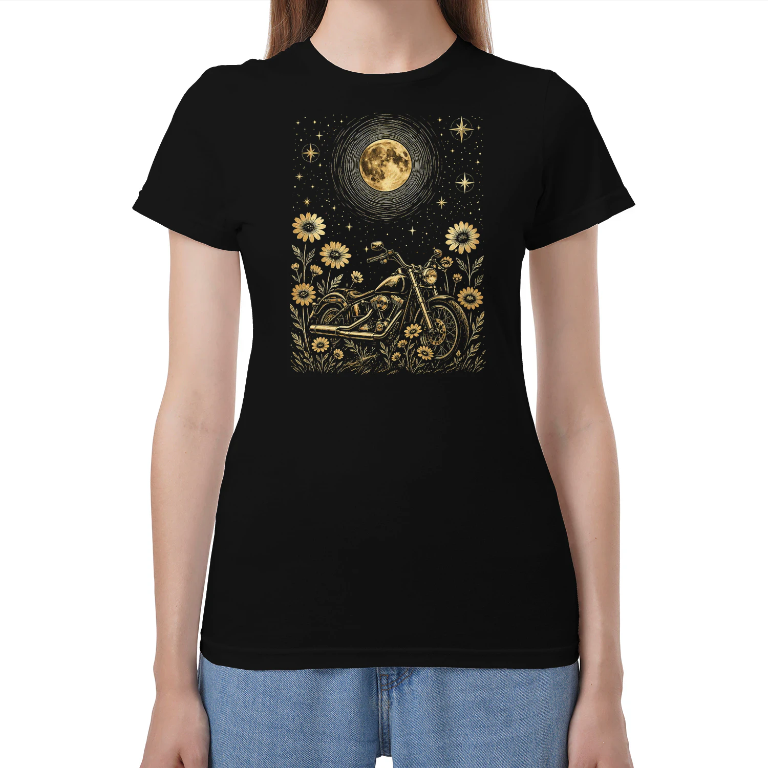 Motorcycle Moon Floral