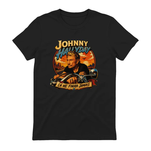 Johnny Hallyday Merch Ça Ne Finira Jamais Biker Vintage