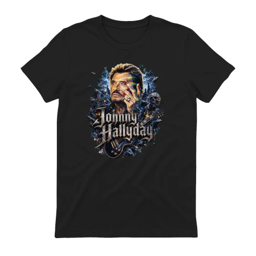 Johnny Hallyday Merch Légende du Rock Éclair et Guitare