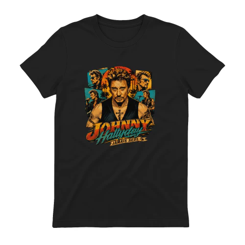 Johnny Hallyday Merch Jamais Seul Rétro Sunset