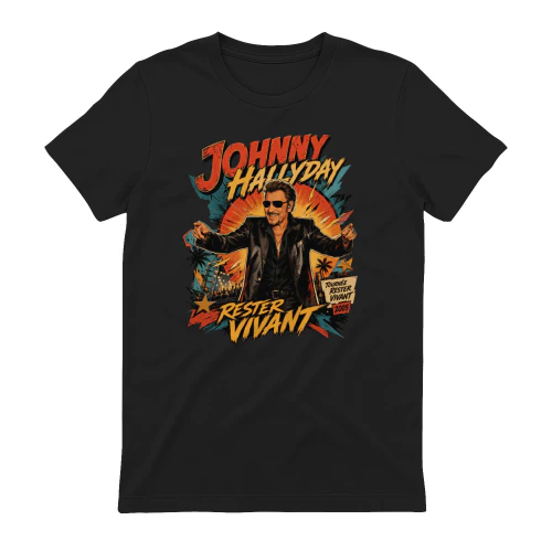 Johnny Hallyday Merch Tournée Rester Vivant Vintage Graphic