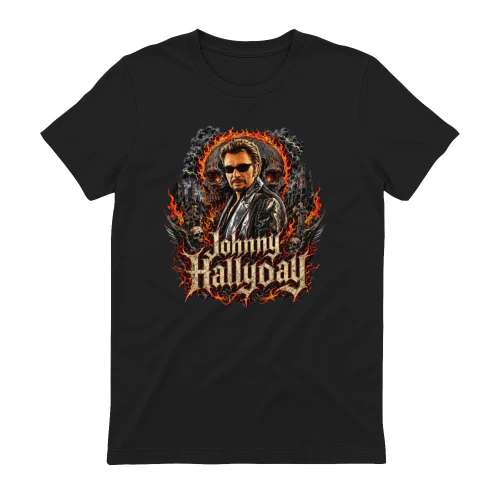 Johnny Hallyday Merch Crâne En Feu Rock Gothique