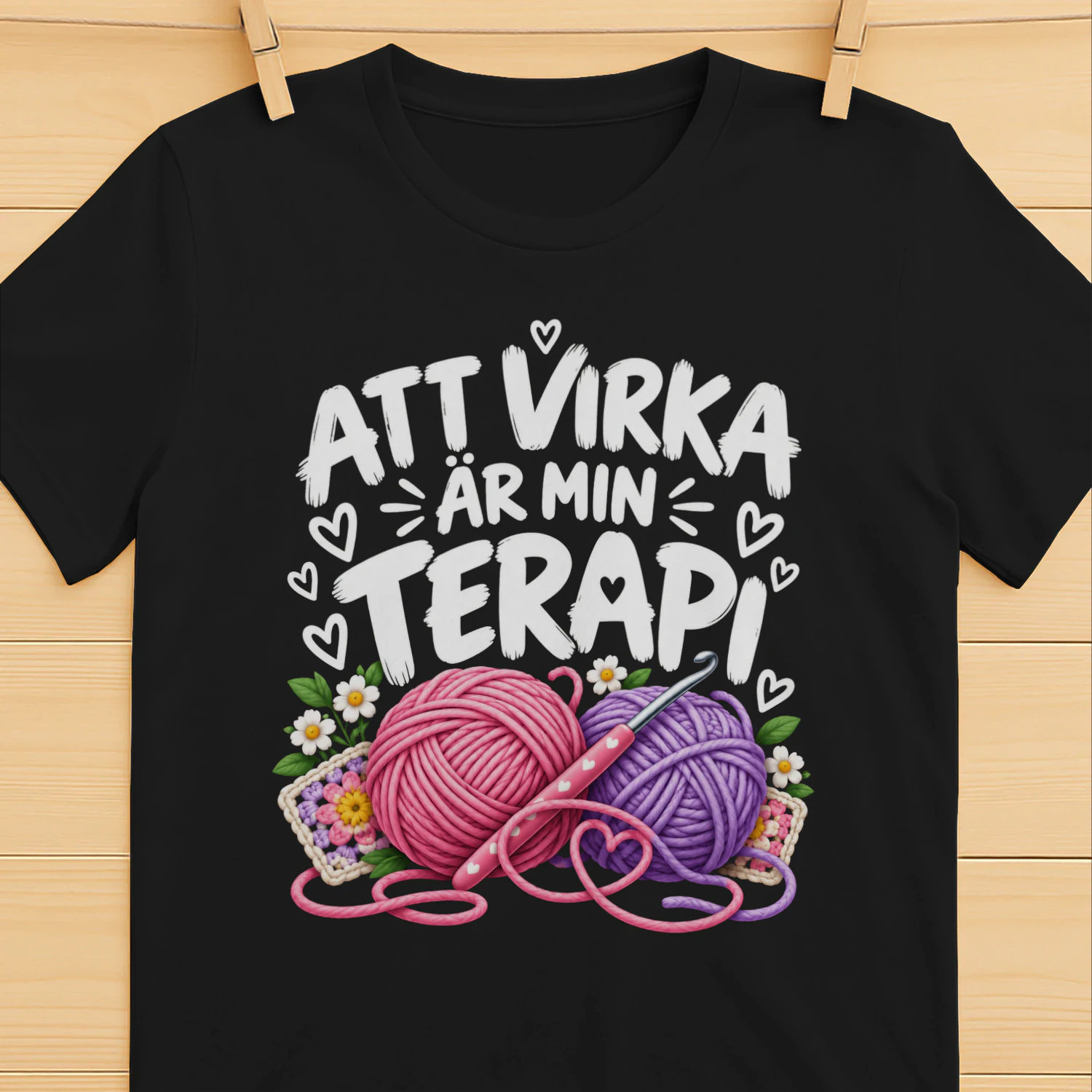 Att Virka Är Min Terapi – T-shirt för VirkÄlskare