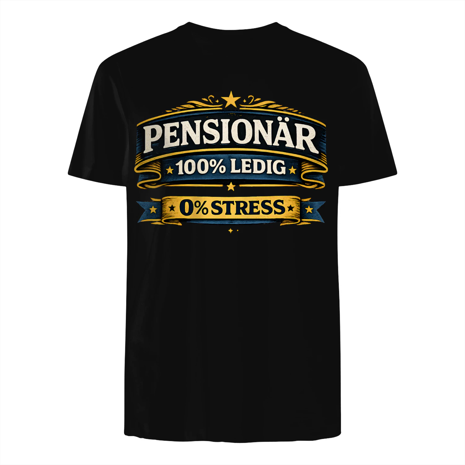 Pensionär 100% Ledig 0% Stress T-Shirt – Rolig Pensionär Present (4.7/5⭐⭐⭐⭐⭐)