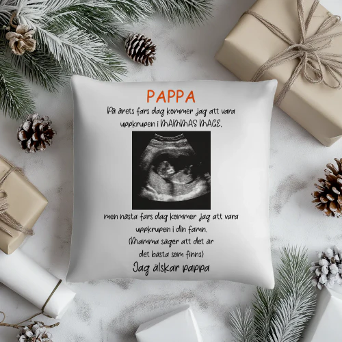Personlig Kudde Till Blivande Pappa | Julklapp Fars Dag Födelsedag Present | Kudde Med Ultraljudsbild Av Bebis