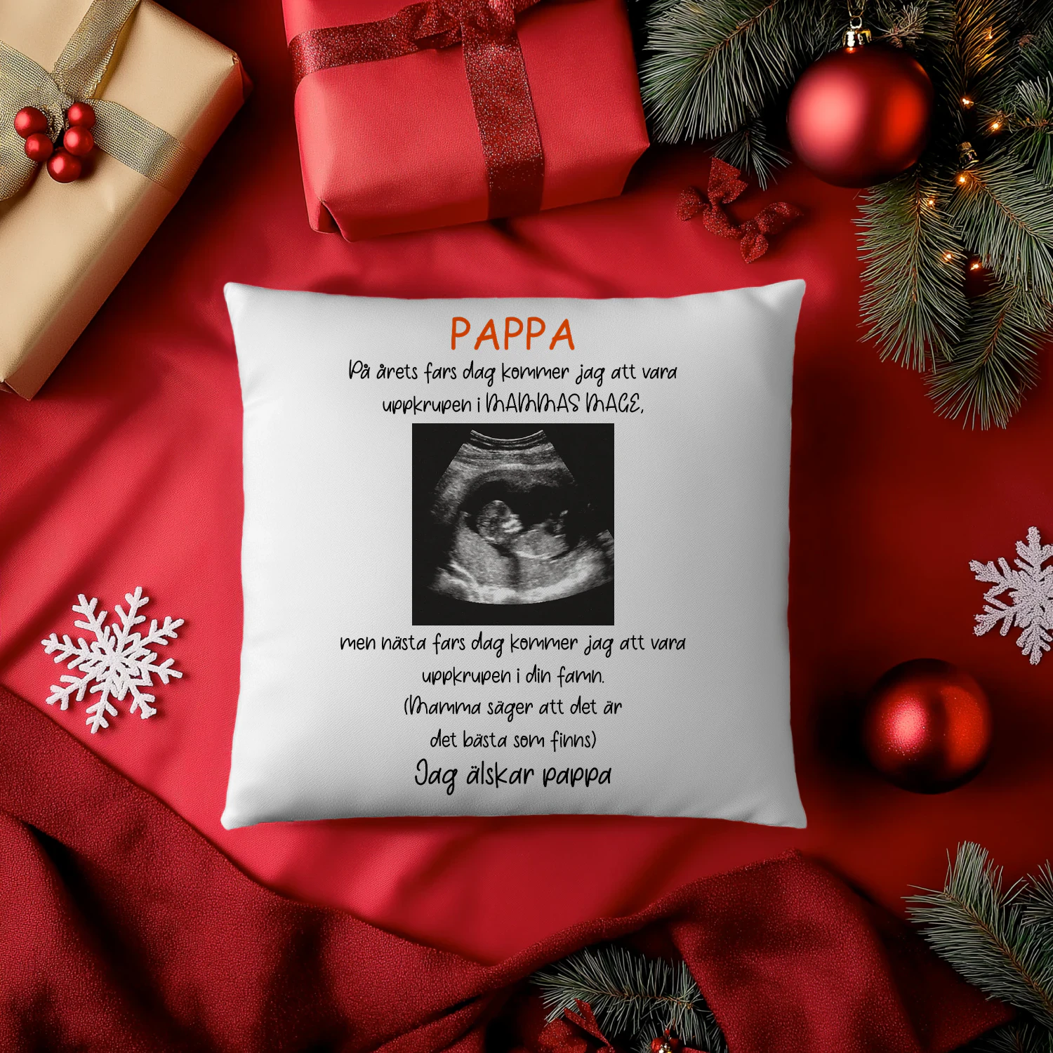 Personlig Kudde Till Blivande Pappa | Julklapp Fars Dag Födelsedag Present | Kudde Med Ultraljudsbild Av Bebis