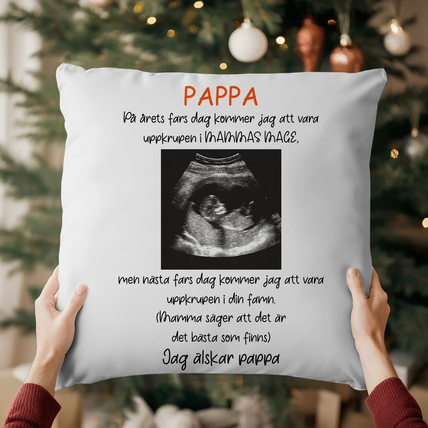 Personlig Kudde Till Blivande Pappa | Julklapp Fars Dag Födelsedag Present | Kudde Med Ultraljudsbild Av Bebis
