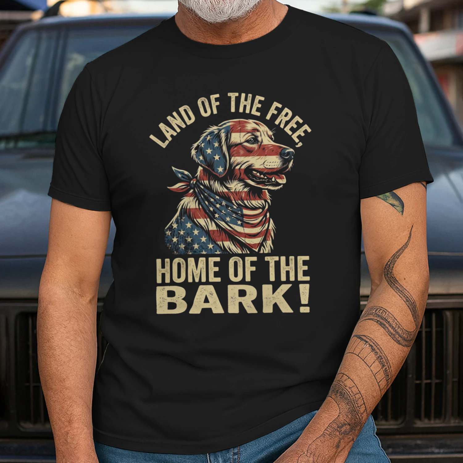 Red White and Bark 4th of July Dog Paw Shirt - Vintage Patriotic Dog Lover T-Shirt
