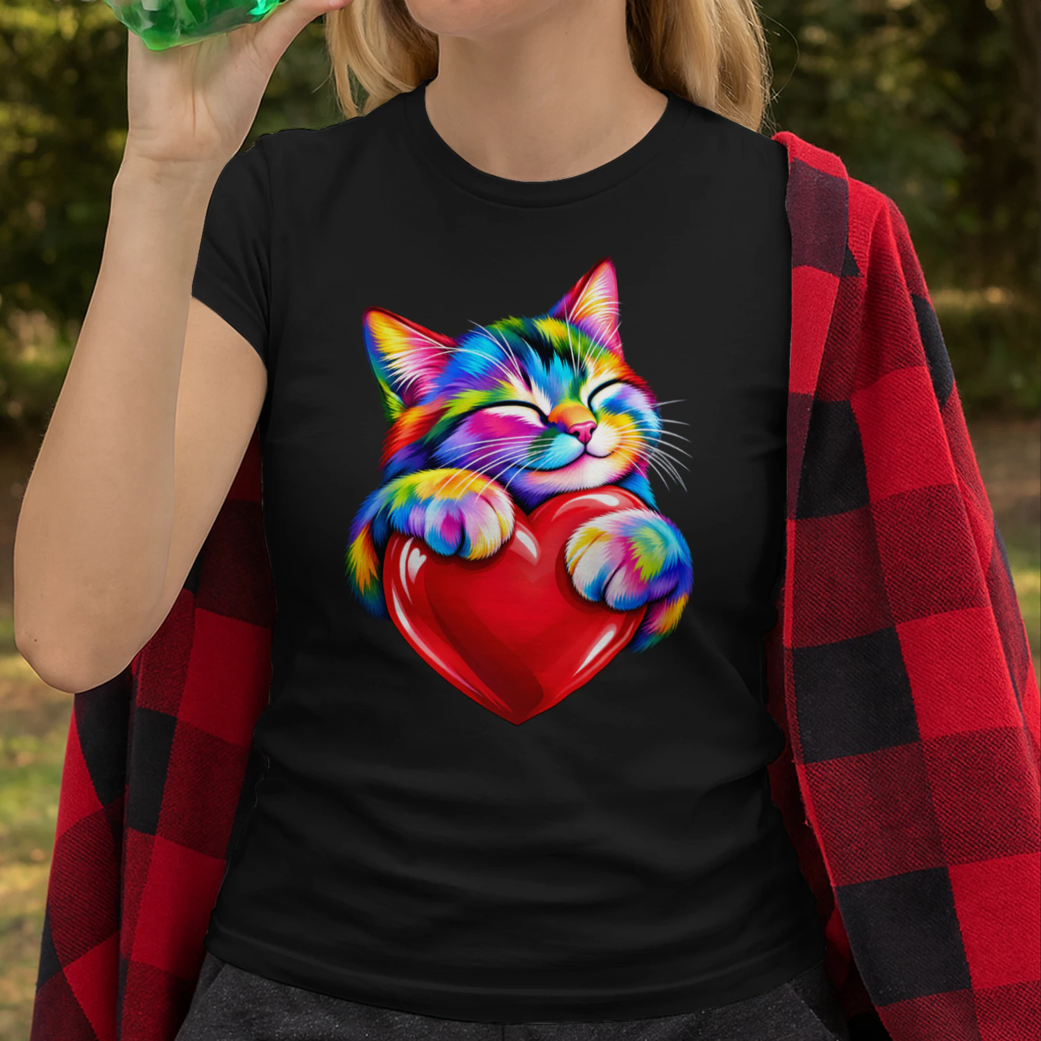 cat hug  heart