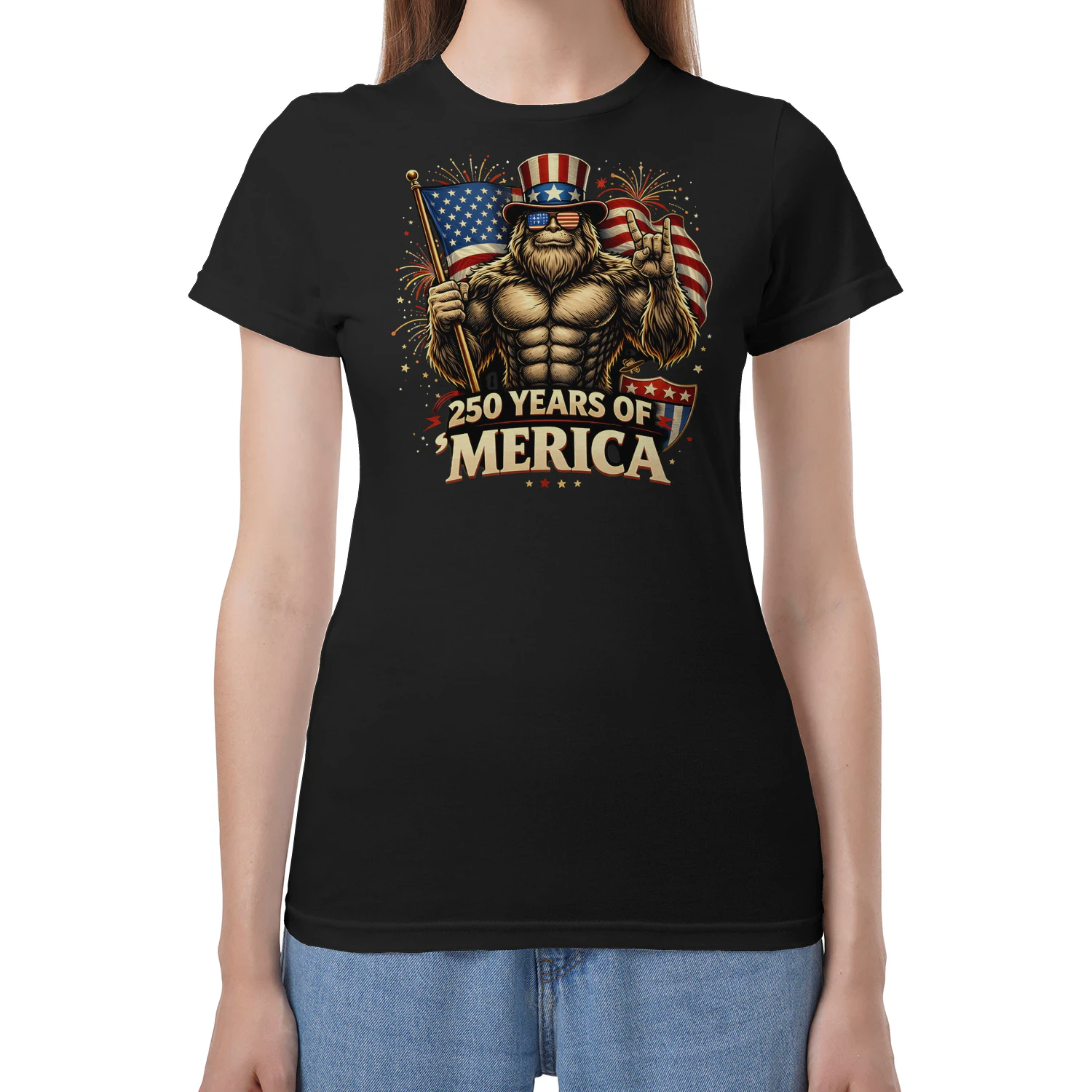 Funny Bigfoot 250 Years Merica USA