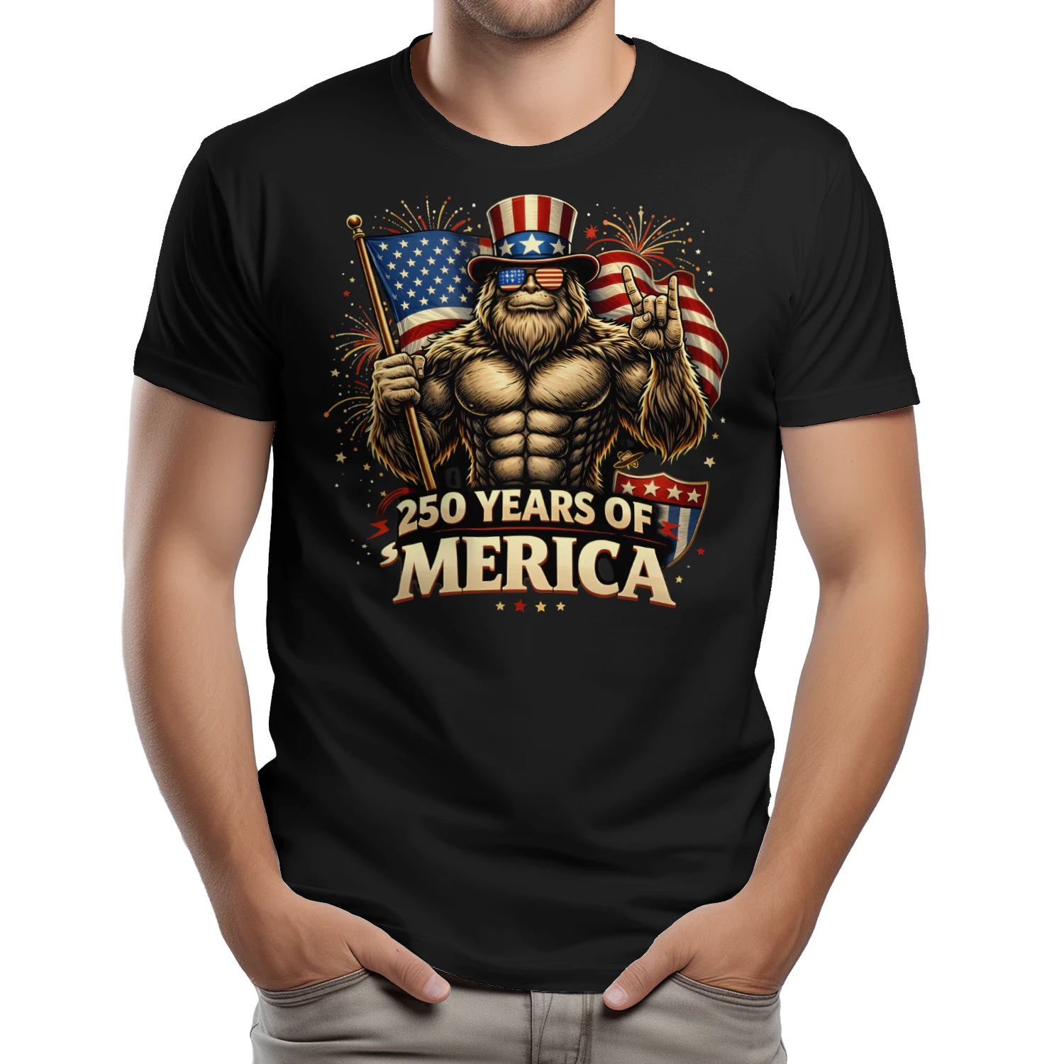 Funny Bigfoot 250 Years Merica USA