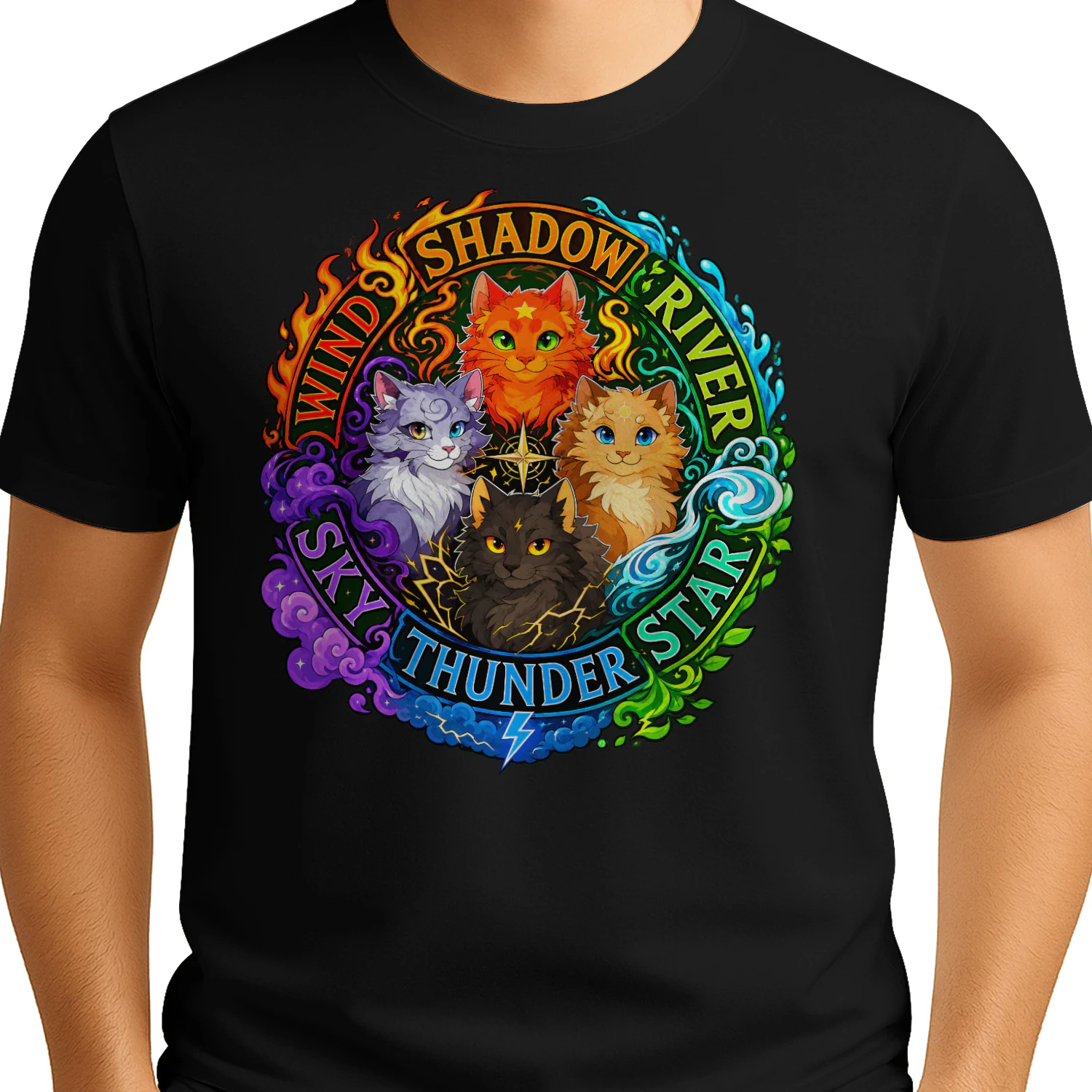 winds shadow river sky thunder stars cat