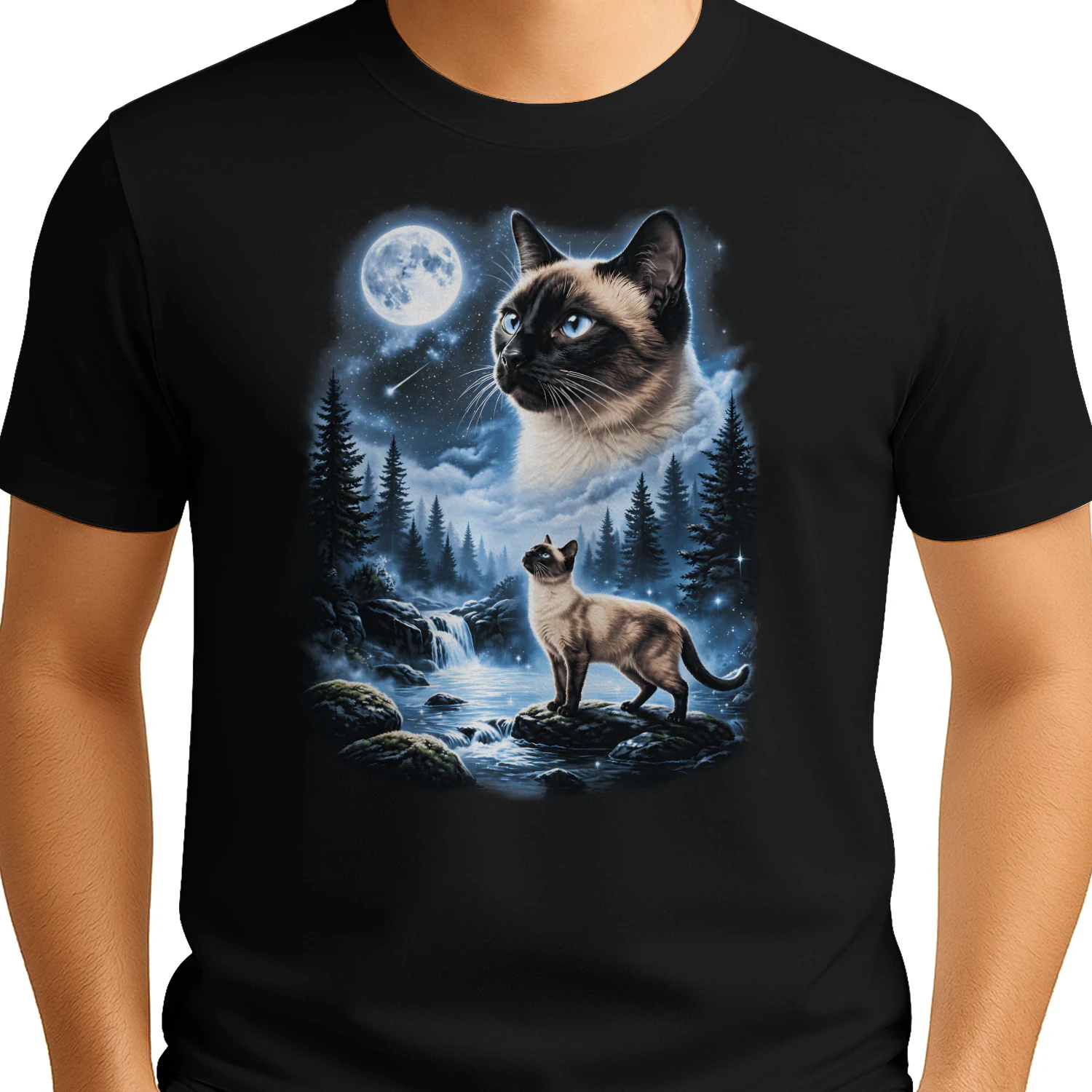 siamese cat forest moon night