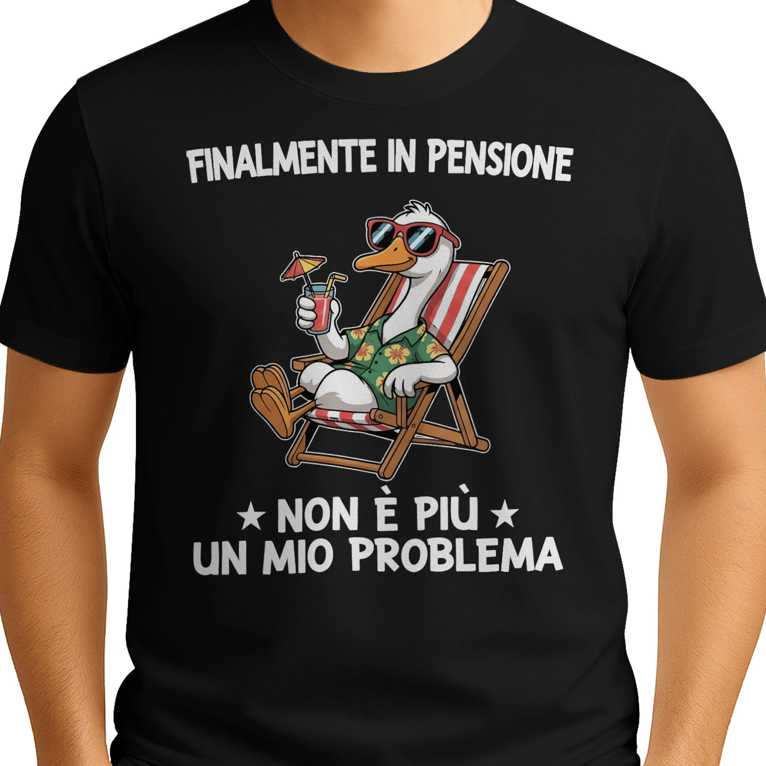 Finalmente in Pensione Divertente Papera Maglietta – Regalo Pensionamento Uomo Donna