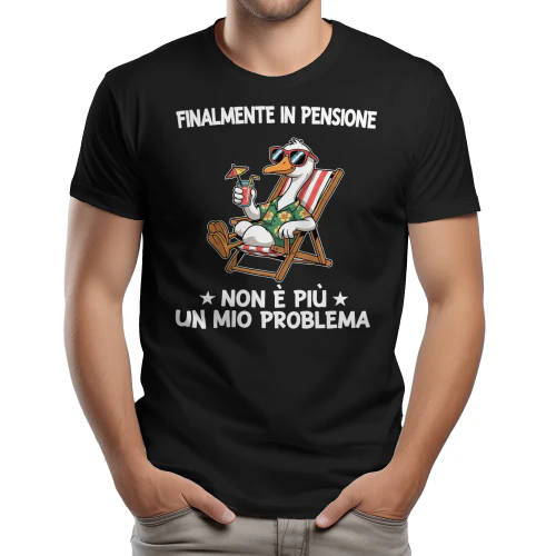 Finalmente in Pensione Divertente Papera Maglietta – Regalo Pensionamento Uomo Donna