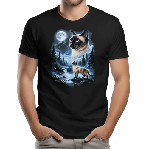 siamese cat forest moon night