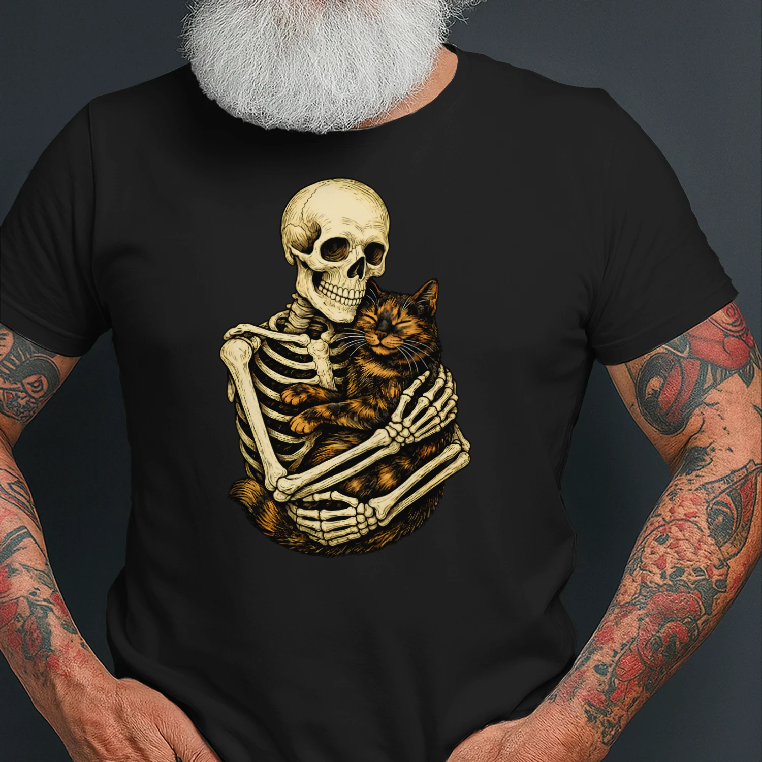 skeleton cat lover gothic funny
