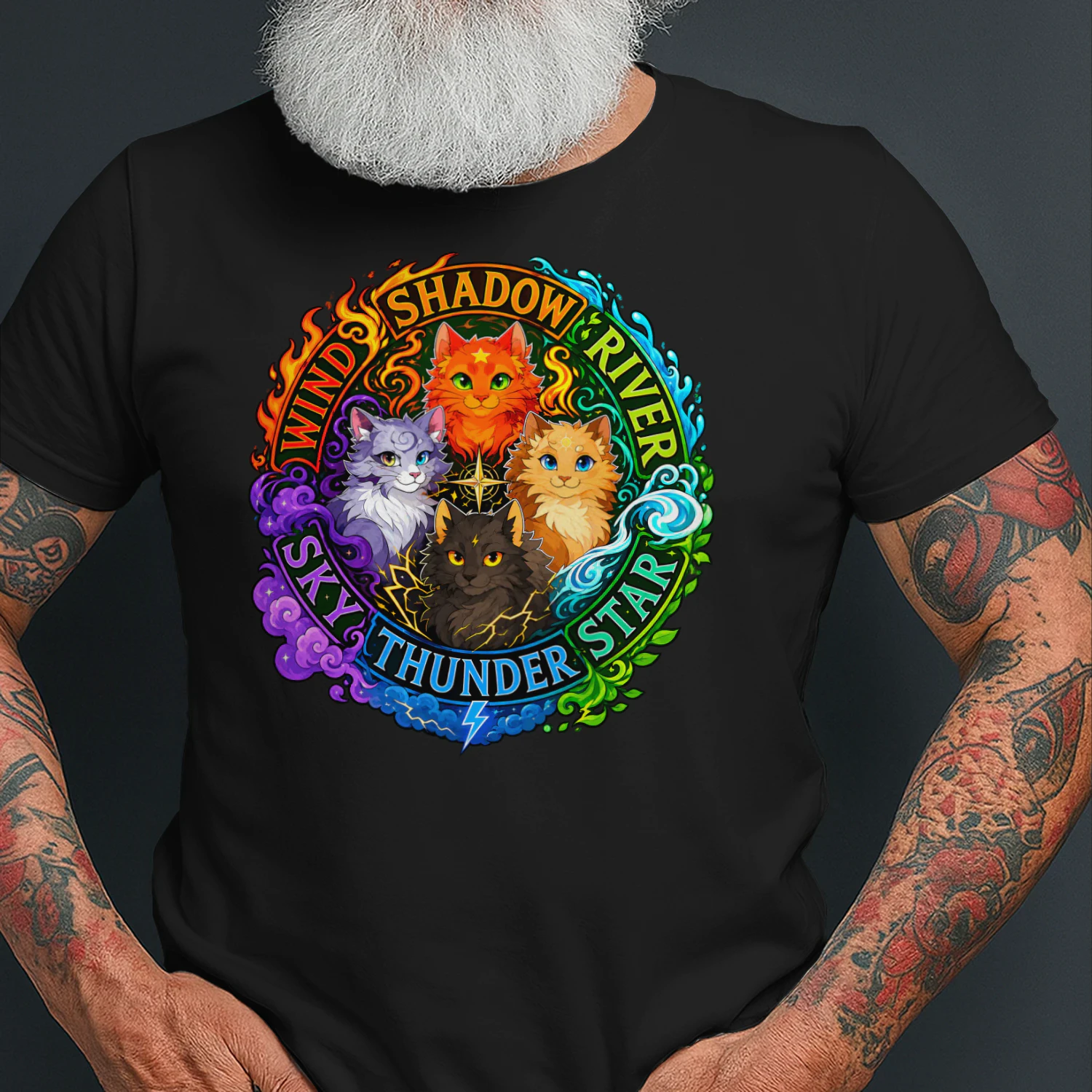 winds shadow river sky thunder stars cat
