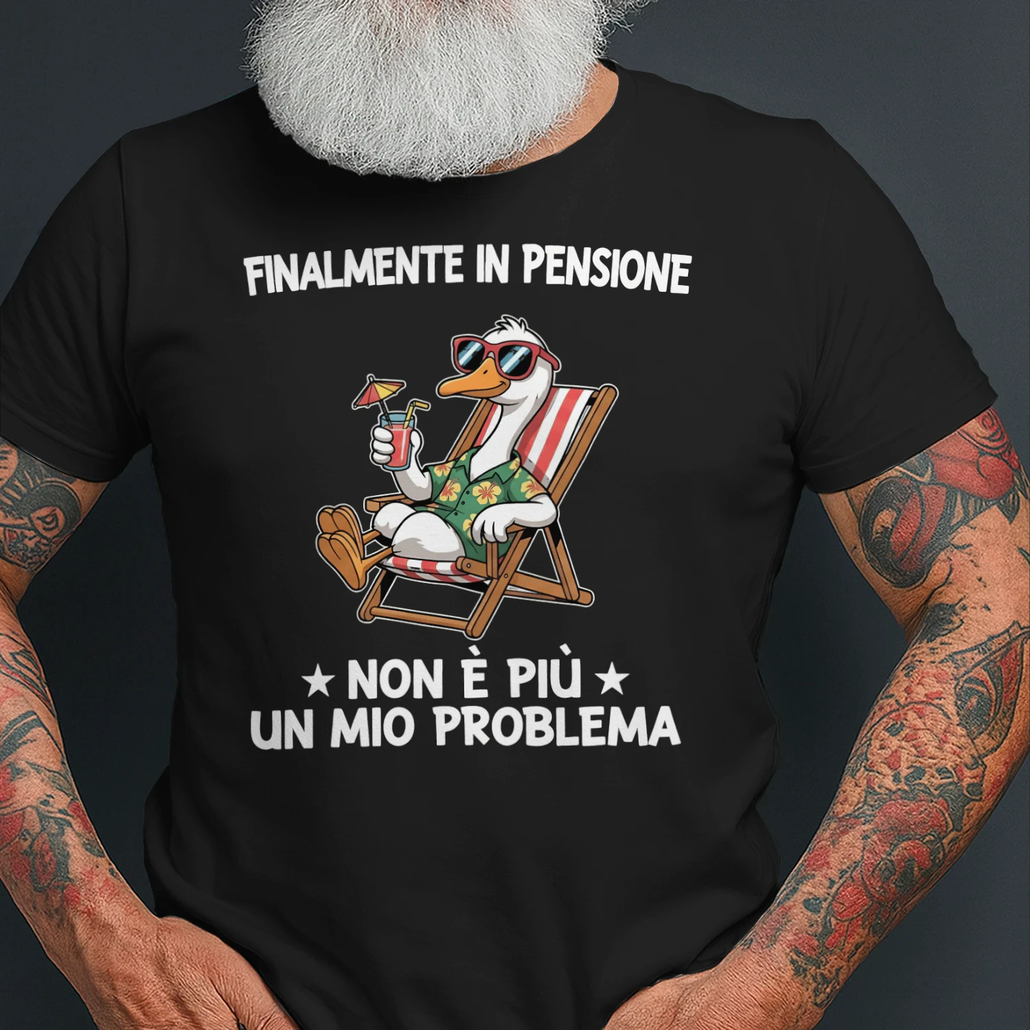 Finalmente in Pensione Divertente Papera Maglietta – Regalo Pensionamento Uomo Donna