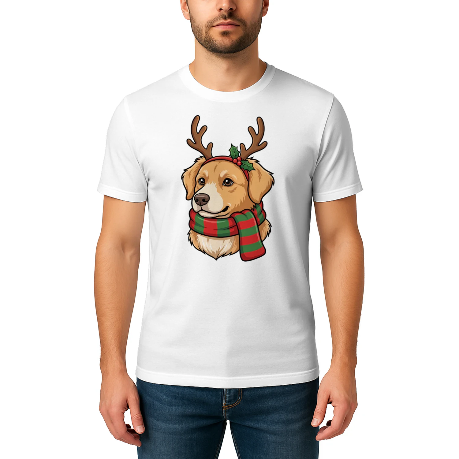 Christmas Golden Retriever Reindeer T-shirt