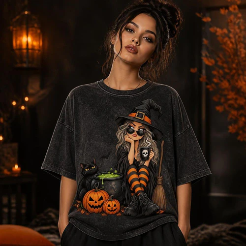 Well Shit Witch - Funny Halloween Black Cat T-Shirt