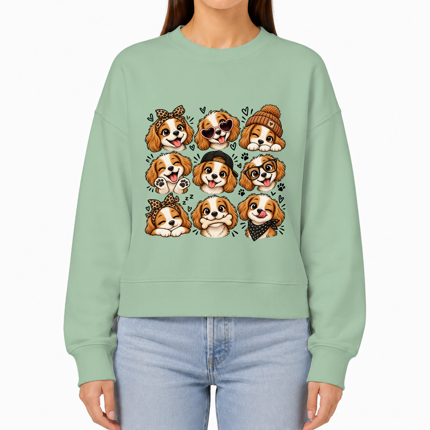 Cute Dogs Sheet Graphic Sweatshirt – Playful Puppy Art & Cozy Dog Lover Apparel