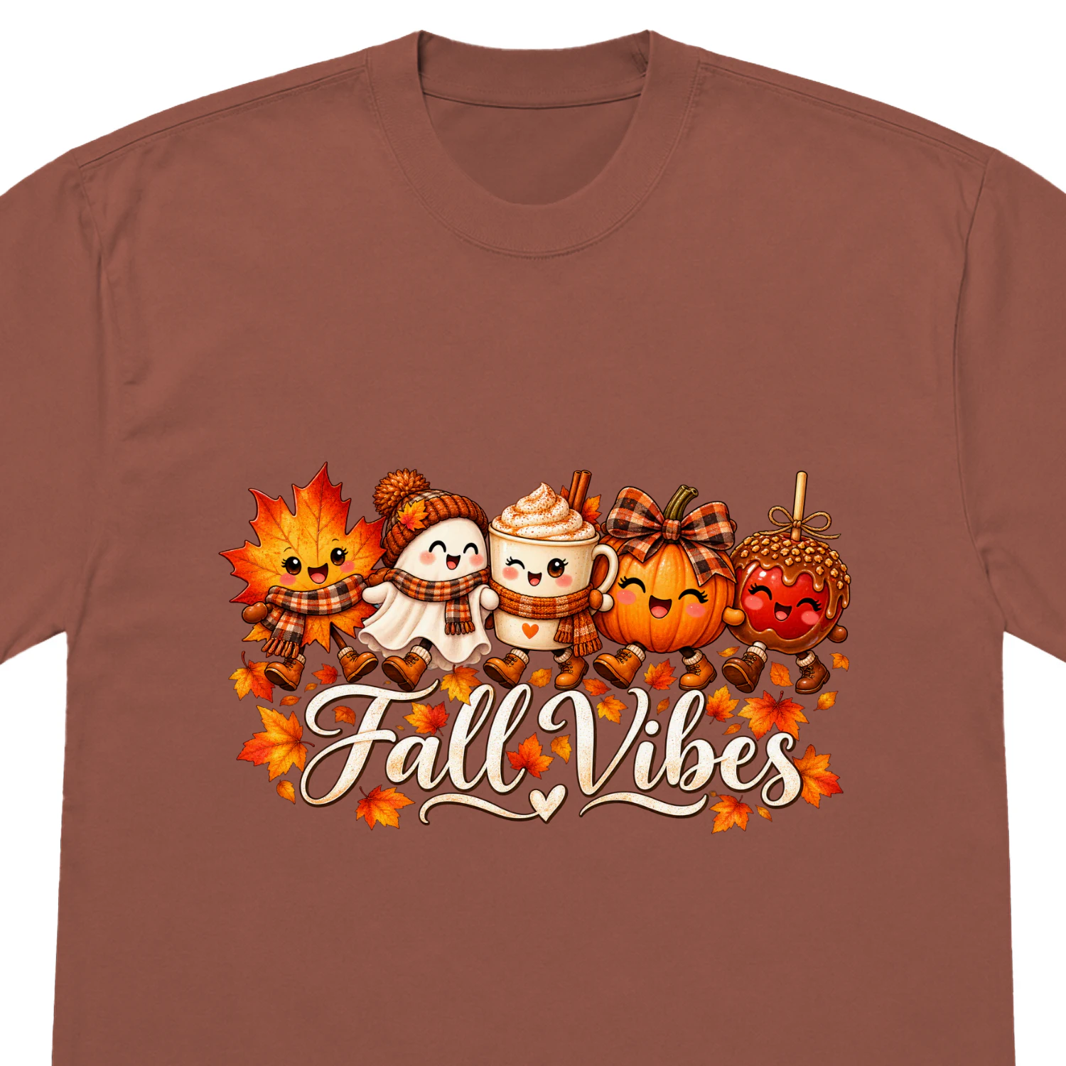 Fall Vibes Cozy Autumn Pumpkin & Marshmallow Graphic T-Shirt