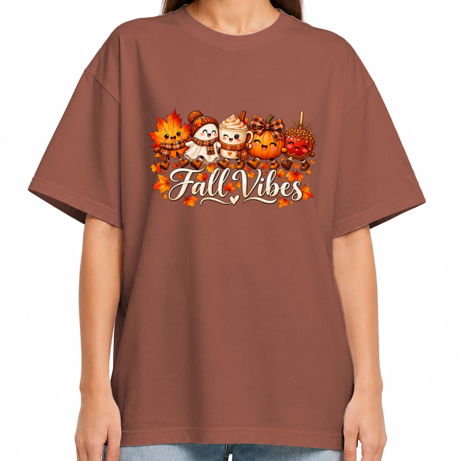 Fall Vibes Cozy Autumn Pumpkin & Marshmallow Graphic T-Shirt