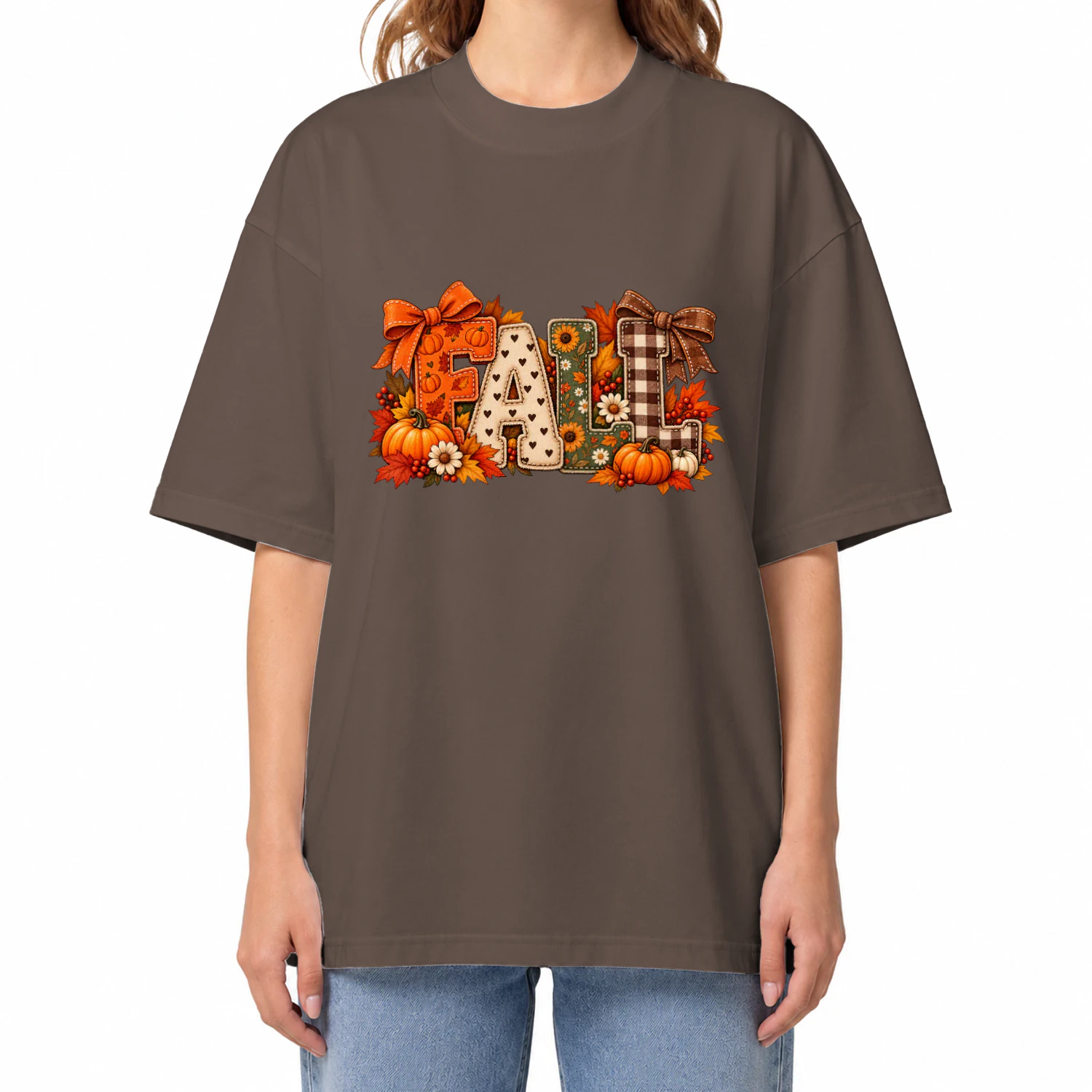 Fall Letters Graphic T-Shirt – Rustic Autumn Pumpkins & Buffalo Plaid Apparel