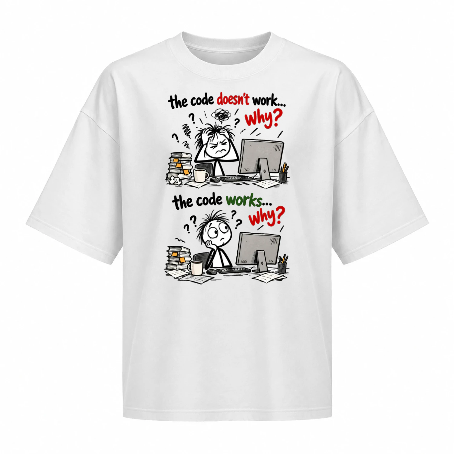 The Code Doesn't Work Why Funny Programmer T-Shirt | Software Engineer Graphic Tee