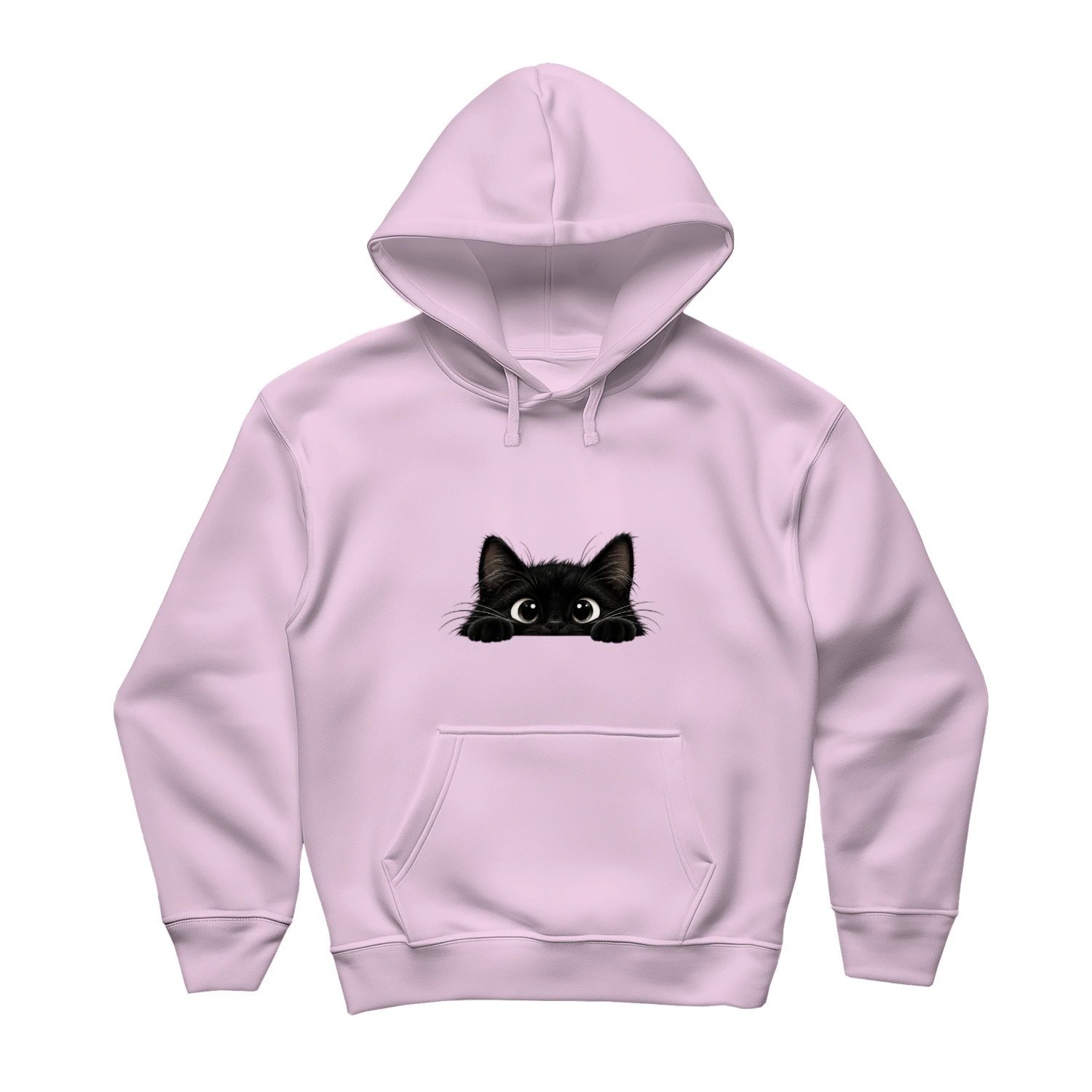 Peeking Black Cat Graphic Hoodie – Cute Animal Art & Cozy Streetwear Apparel