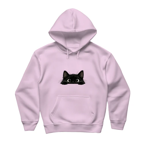 Peeking Black Cat Graphic Hoodie