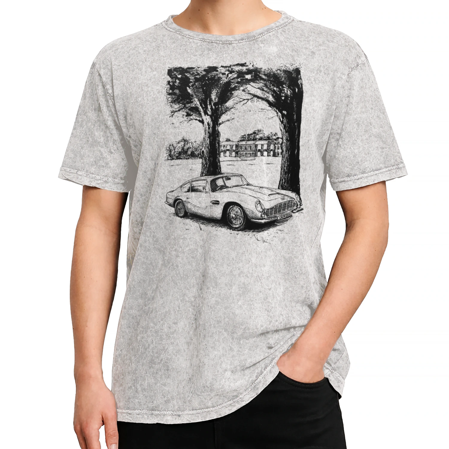 Vintage Classic Car Ink Sketch - Retro Automobile Graphic T-Shirt