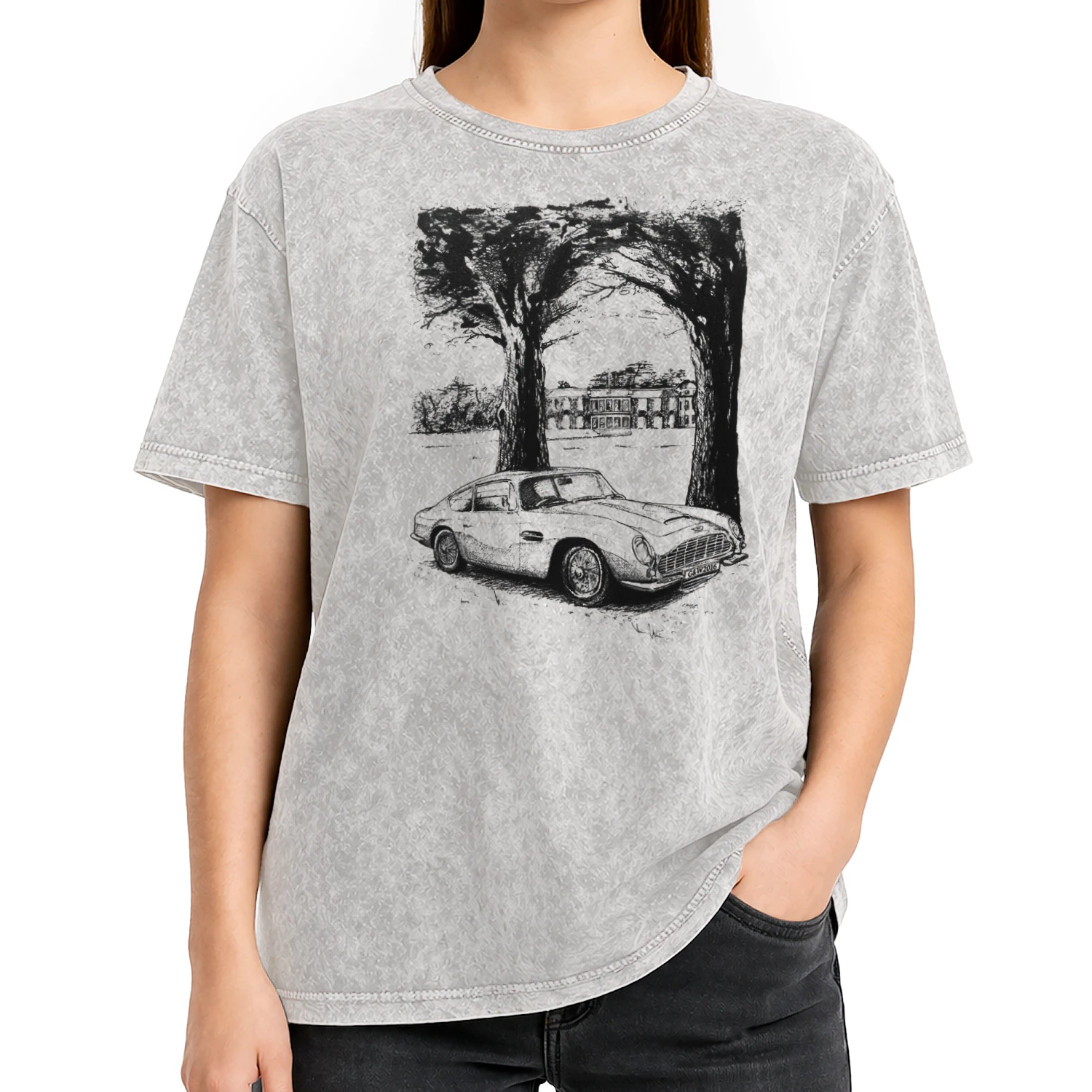 Vintage Classic Car Ink Sketch - Retro Automobile Graphic T-Shirt
