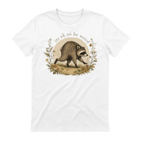 Its Ok To Be Weird - Jimothy The Raccoon Floral Wreath Design