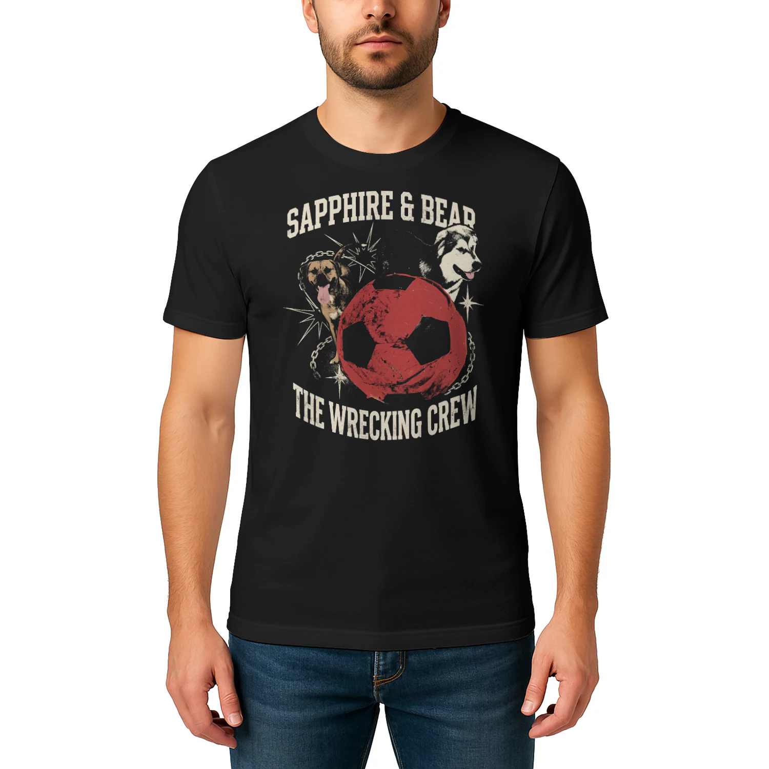 Sapphire and Bear The Wrecking Crew T-Shirt, Funny Dog Heavy Chewer Tee, Siberian Husky Malamute Dog Lover Graphic Shirt, Destructive Dog Gifts