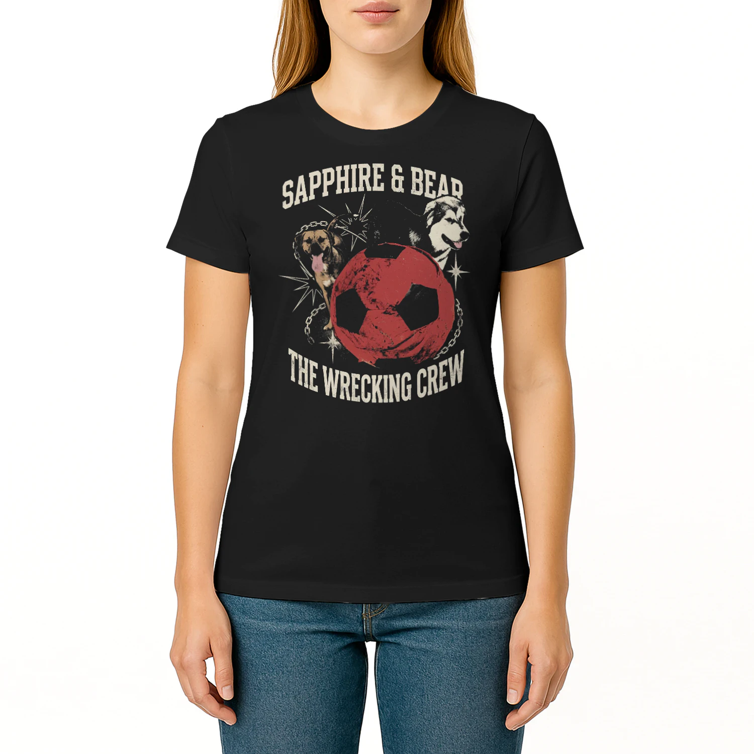 Sapphire and Bear The Wrecking Crew T-Shirt, Funny Dog Heavy Chewer Tee, Siberian Husky Malamute Dog Lover Graphic Shirt, Destructive Dog Gifts