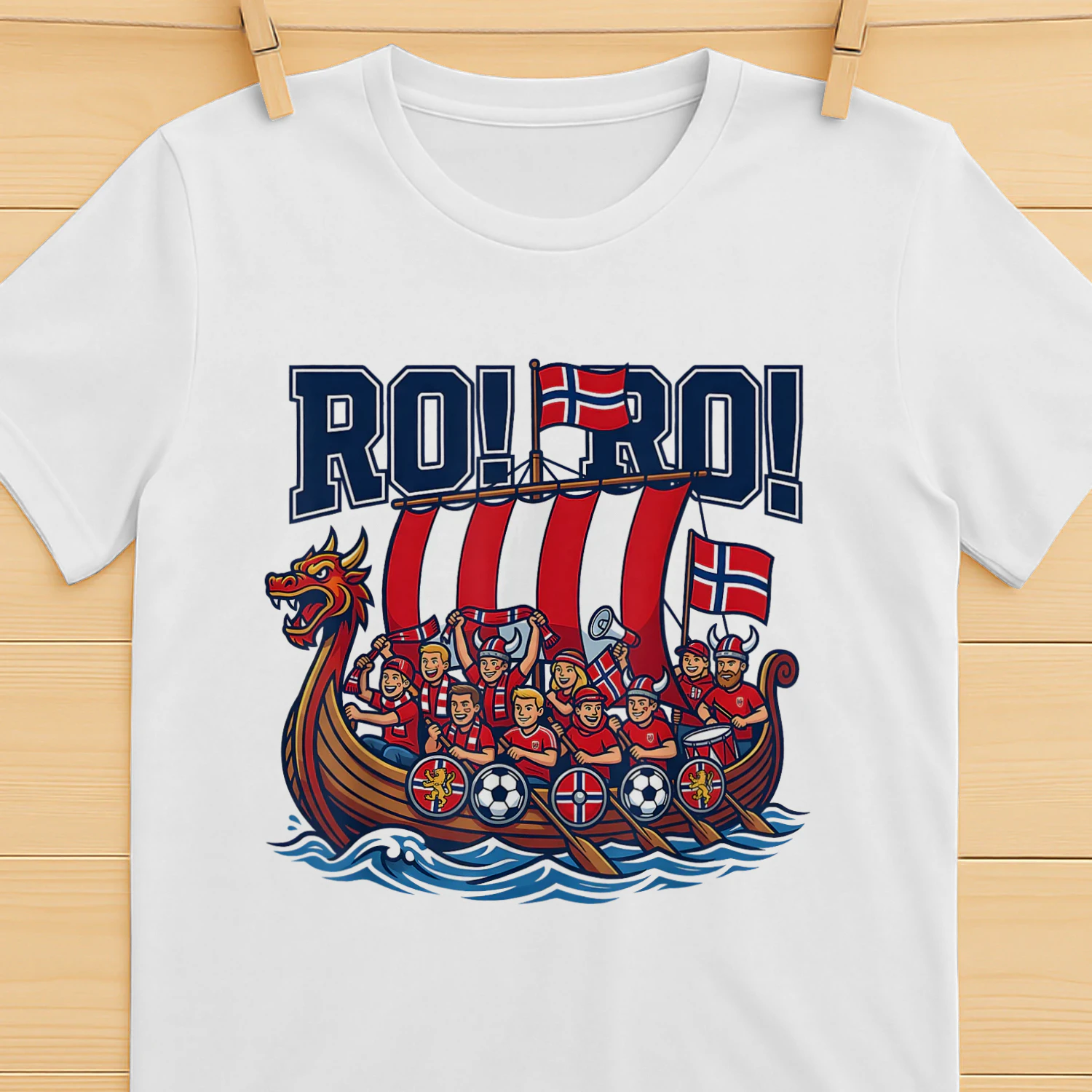 Ro Ro Norway Viking Ship Soccer Norwegian Fan Men Women Tee