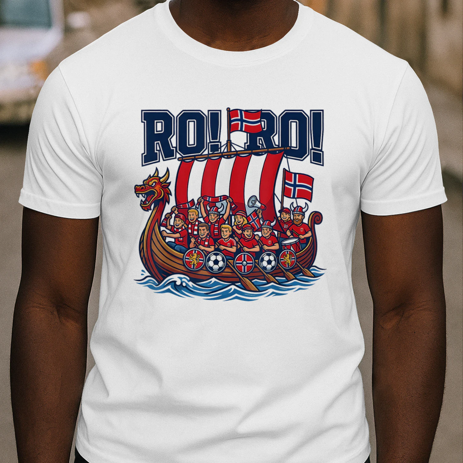 Ro Ro Norway Viking Ship Soccer Norwegian Fan Men Women Tee