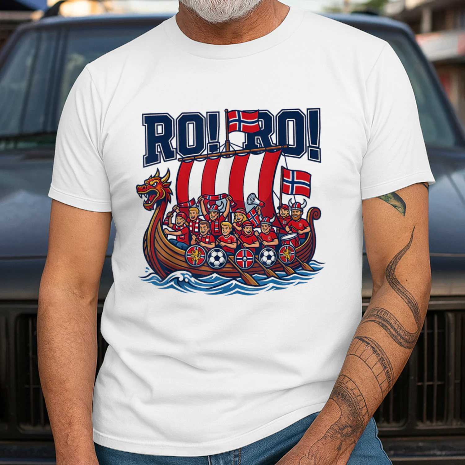 Ro Ro Norway Viking Ship Soccer Norwegian Fan Men Women Tee