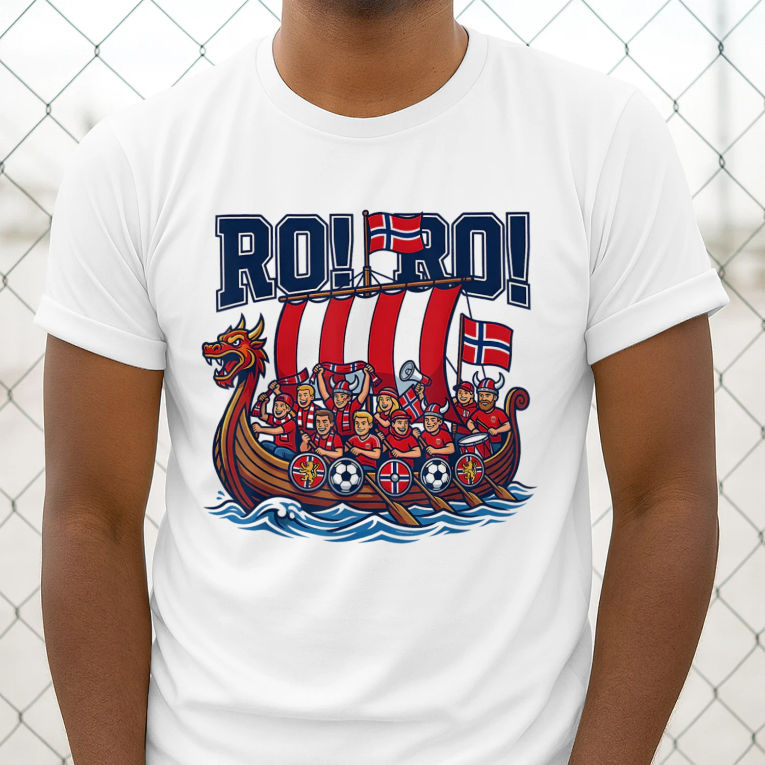 Ro Ro Norway Viking Ship Soccer Norwegian Fan Men Women Tee