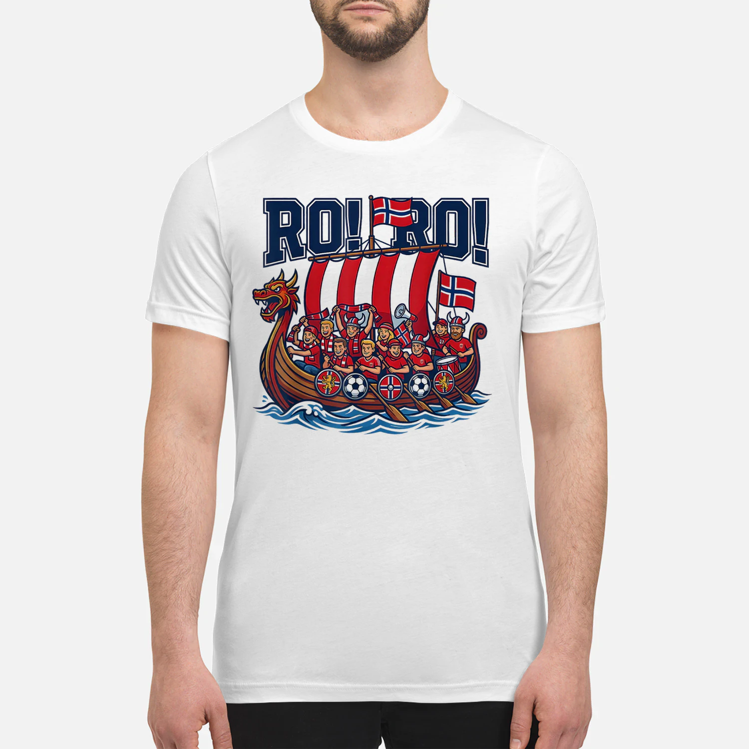 Ro Ro Norway Viking Ship Soccer Norwegian Fan Men Women Tee
