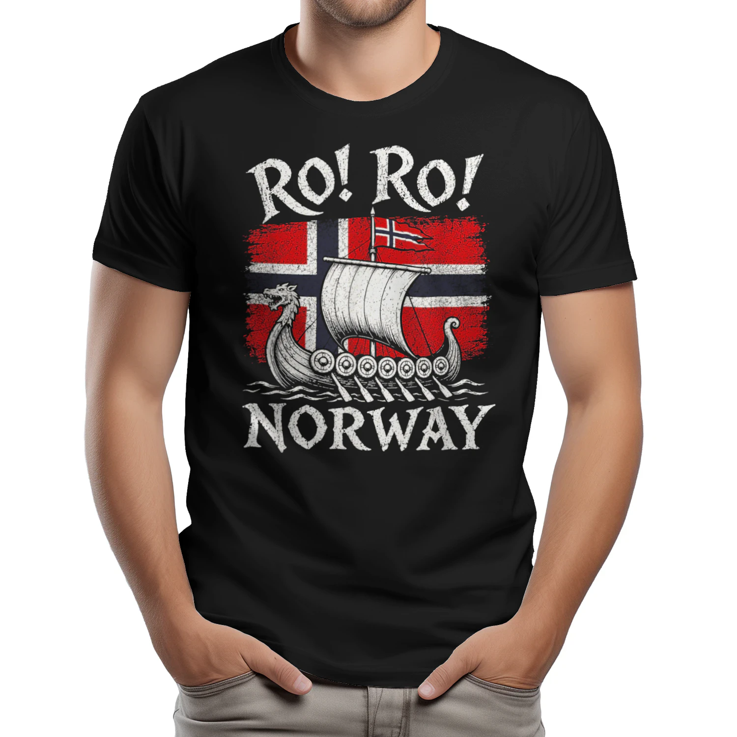 Ro Ro Norway Viking Ship Soccer Norwegian Fan Men Women T-Shirt
